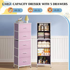WLIVE Fabric Dresser for Bedroom, 5-Drawer Tall Dressers, Storage Organizer - Image 4