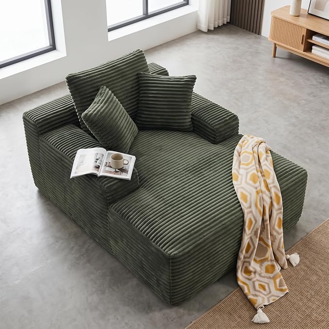 Oversized Boneless Chaise Sofa Bed, Corduroy Chaise Lounge Chair Indoor - Image 9