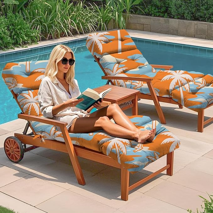 4Pcs Outdoor Chaise Lounge Chair Cushion 75.1 x 22.8 x 4.7 Inches 100% - Image 6