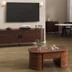 63 inch TV Stand with Power Outlet, Fluted Entertainment Center - Image 8