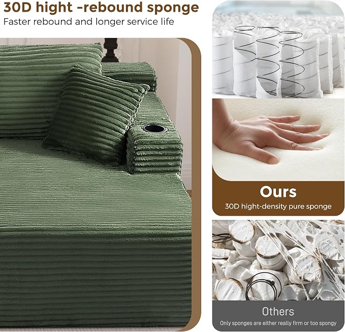 133" Oversized Cloud Boneless Sofa Couch - Image 3