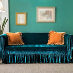 GLORY SEASON Velvet Sofa Cover Soft Decorative Luxurious Solid Exquisite Ruffle by GLORYSEASON