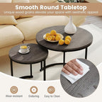 Giantex Nesting Coffee Table Set of 2, Round Stacking Side Tables - Image 7