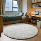 Cream White Round Rugs 5ft for Bedroom Living Room, Ivory Fluffy Circle Area - Image 4