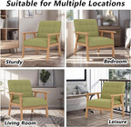 Modern Accent Chair with Wooden Table, Upholstered Linen Fabric Leisure Side - Image 8