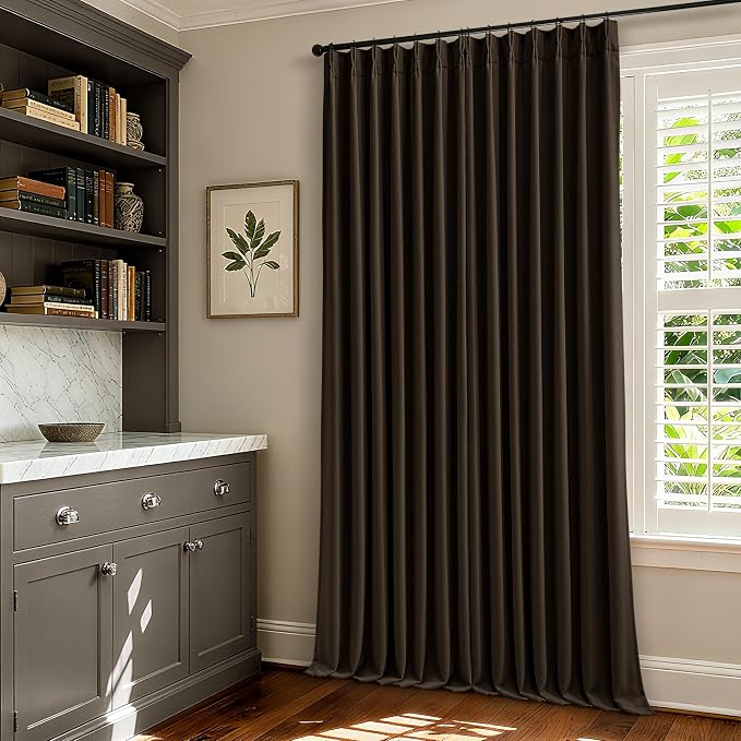 Brown Chocolate Double Layer Linen Blackout Bedroom 105 Inch Curtains | Memory - Image 9
