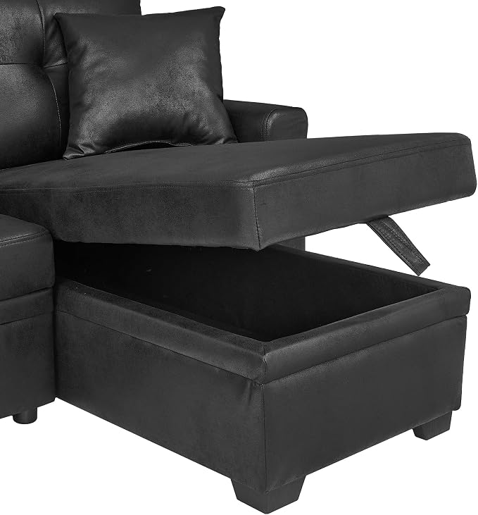 L Shaped Sectional Couch with Storage and Pull Out Bed, 3 Seater Sleeper Sofas - Image 5