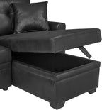 L Shaped Sectional Couch with Storage and Pull Out Bed, 3 Seater Sleeper Sofas - Image 5