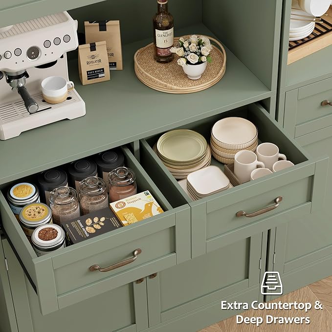 HOSTACK 71“ Tall Kitchen Pantry Storage Cabinet, Modern Kitchen Hutch Bar - Image 7