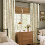 Blackout Vintage Floral Linen Curtains Green on Beige 50×84 2 Panels | Elisa - Image 6
