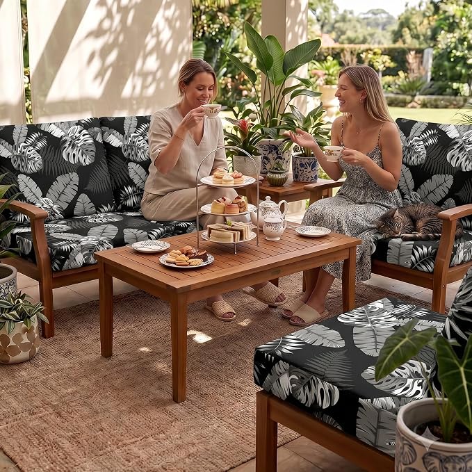 8Pcs Patio Cushion Covers Stretch Outdoor Furniture Protector Slipcovers | - Image 2