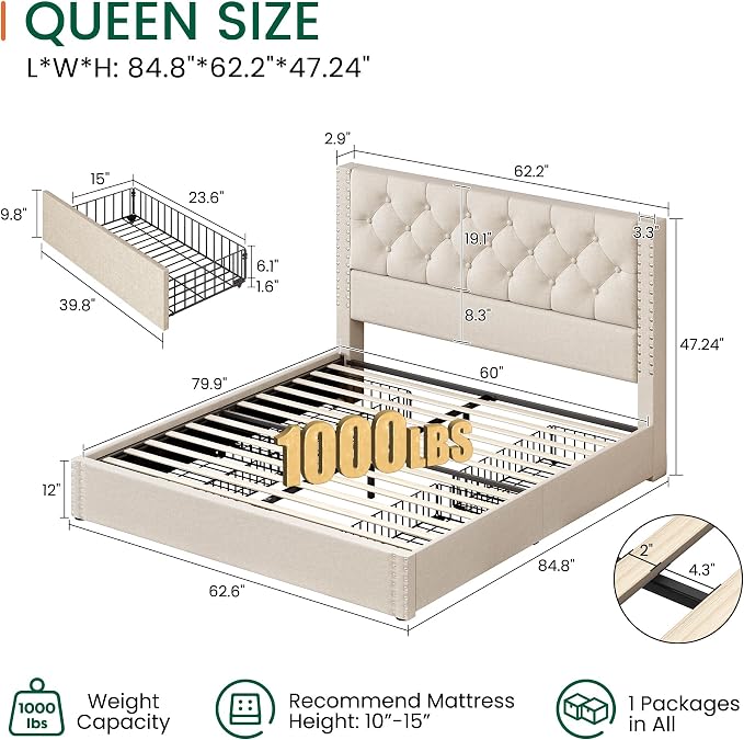 LARMACE Queen Size Bed Frame - Image 2