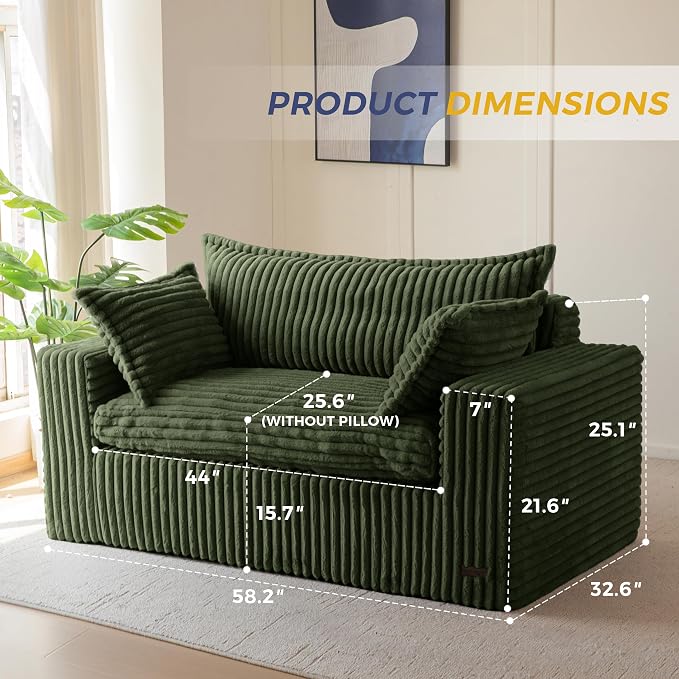 MAXYOYO 59" Bean Bag Sofa Couch, Loveseat Boneless Couch in a Box, Upholstered - Image 2