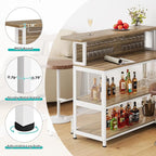 L-Shaped Home Bar Unit with Wine Glasses Holder and LED Light, Modern Bar Table - Image 7