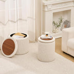 Wimarsbon Pouf Ottoman, 100% Cotton Knitted Boho Footstool, Round Footrest - Image 6