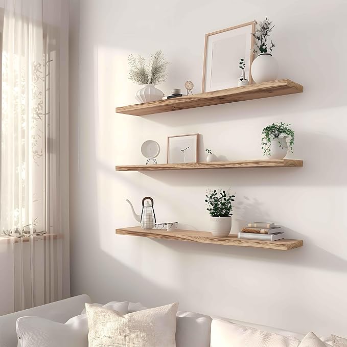 YYWUOJJ Wood Floating Shelves for Wall, Rustic Wall Shelves for Bedroom - Image 2