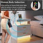 HNEBC Auto LED Nightstand with Wireless Charging Station & USB Ports, High - Image 6