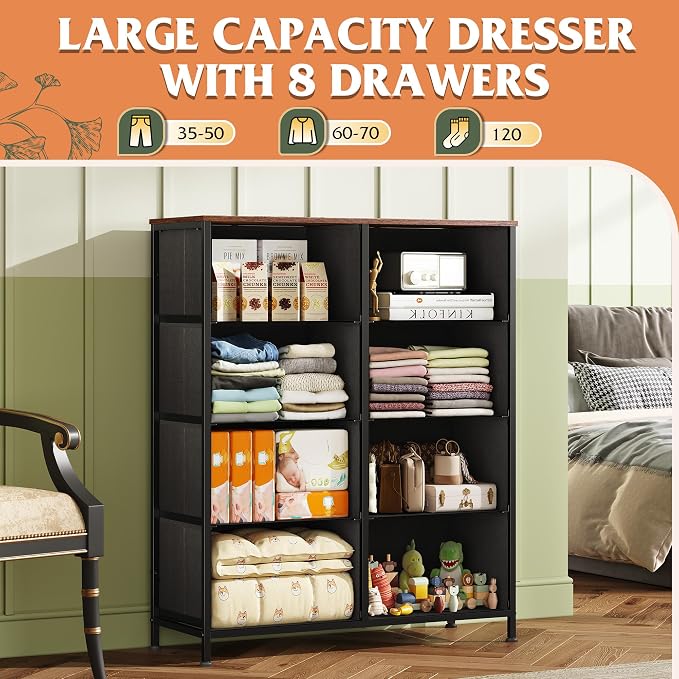 WLIVE Fabric Dresser for Bedroom, Tall Dresser - Image 4