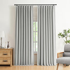 Vision Home Light Grey Pinch Pleated Full Blackout Curtains Linen Blended Room by VisionHome