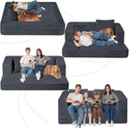 Folding Bean Bag Chair for Adults, 3-in-1 Bean Bag Couch Faux Fur Floor Sofa - Image 9