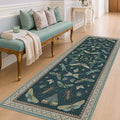 Green Boho Runner Rug 3x8, Foldable Washable Carpet by HazoHaus