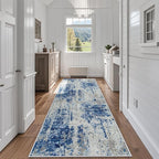 Runner Rugs for Hallways Kitchen 2.6x8 Non Slip Washable Blue Grey White | by Aelenmu