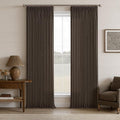 Dark Brown Linen Pleated Memory Shape Light Filtering Curtains 86 Inch Long | by Twodrapes
