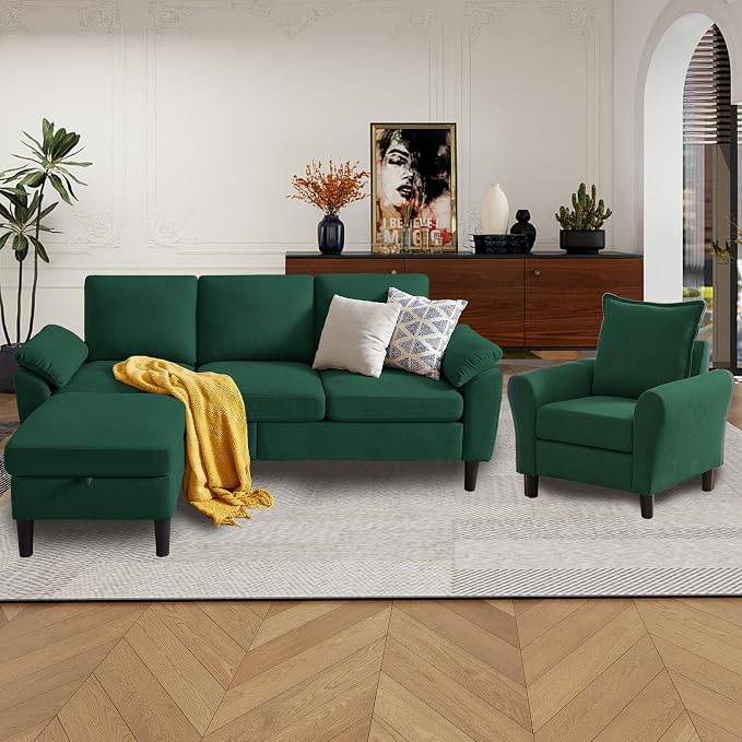 79" Convertible Sectional Sofa Set, Modern Linen Small L Shaped Couch - Image 9