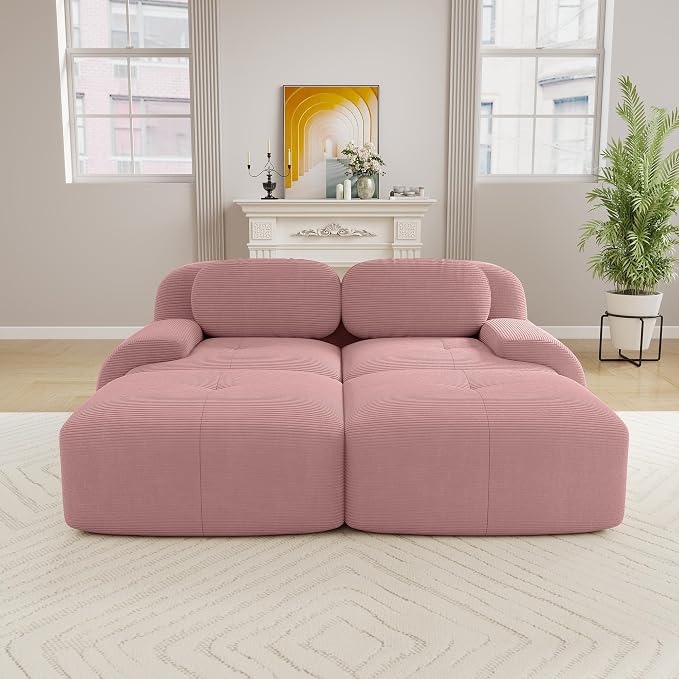 Boneless Sectional Couch, No Assembly Required, 81.8” U Shaped Modular Cloud - Image 2