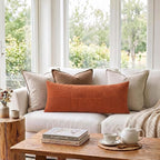 Fancy Homi Set of 2 Burnt Orange Boho Long Lumbar Body Decorative Throw Pillow - Image 2