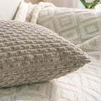 Set of 4 Taupe Decorative Throw Pillow Covers 26x26 Inch Corduroy Pillow Covers - Image 6