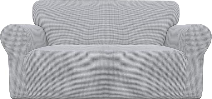 Easy-Going Stretch Loveseat Couch Covers Washable Silver Gray | 1-Piece by Easy-Going