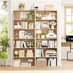 FOTOSOK 6-Tier Open Bookcase and Bookshelf Set of 2, Freestanding Display - Image 6