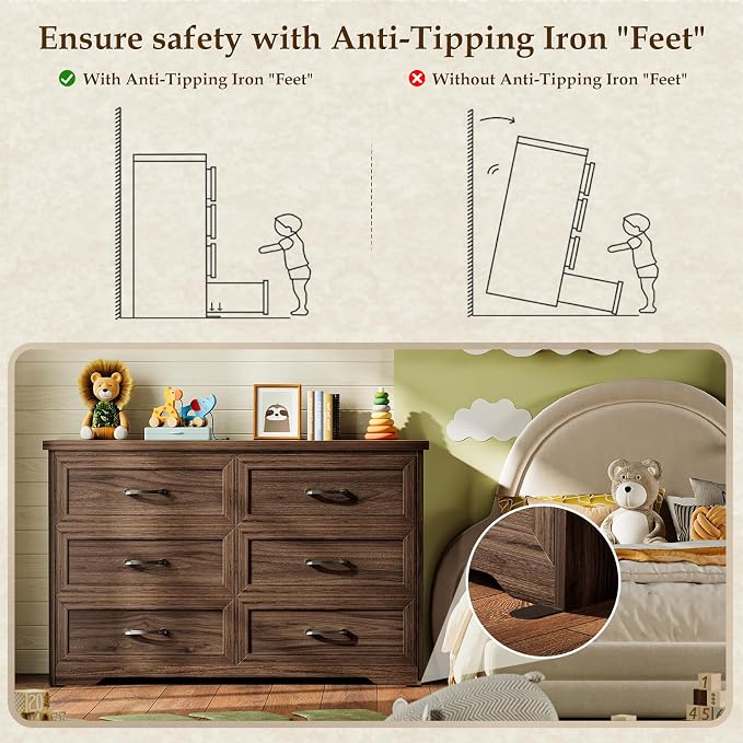 AODK Farmhouse 6 Drawer Dresser - Image 7