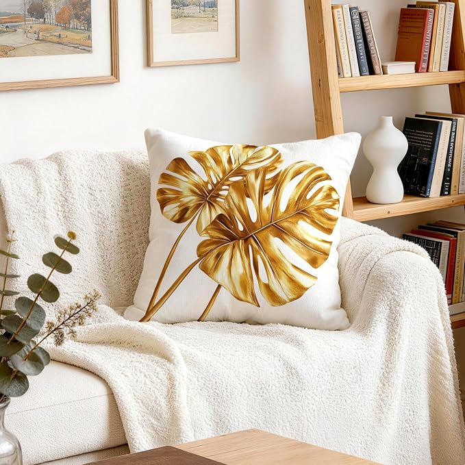 OBSEDE Golden Leaf Illustration Decorative Throw Pillow Covers 18 × 18 in - Image 8