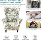 KRFOONN Velvet Wing Chair Slipcovers 2 Piece Stretch Printed Wingback Chair - Image 6
