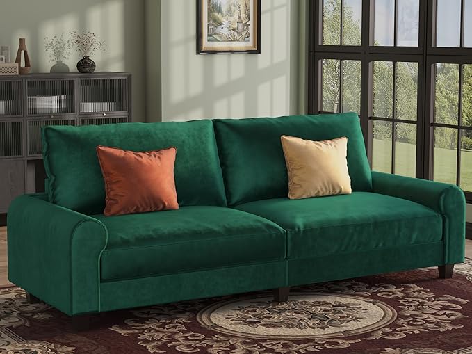 EASE MOOSE 88.5" Large Seat Velvet Loveseat Sofa, Soft Deep Seat Couches - Image 3