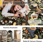 RELEANY Floral Washable 5x7 Area Rugs Black/Yellow | Flower Carpet Print Boho - Image 5