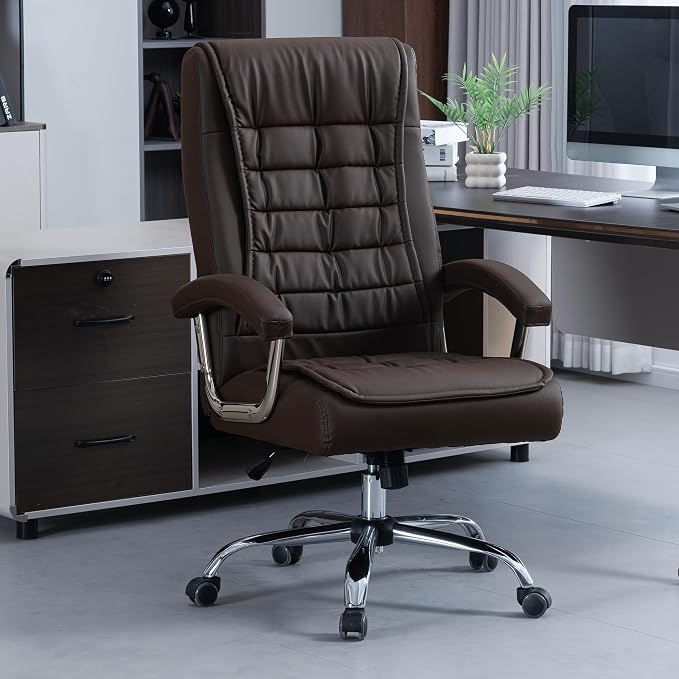 Executive Office Chair Adjustable Leather Chair High Back Swivel Office Desk - Image 2