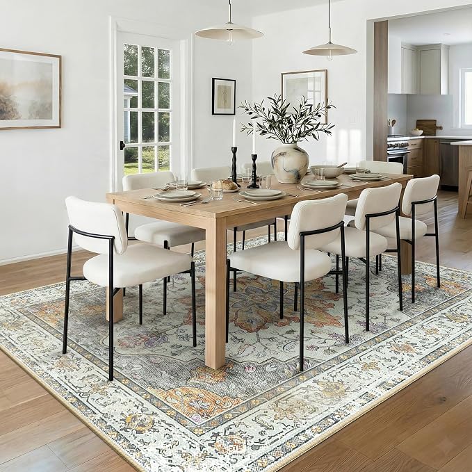 RELEANY Washable Area Rug, Water Repellent, Pet Friendly, Vintage Floral Boho - Image 3