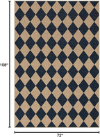 Lahome Checkered Easy Jute Outdoor Patio Rug, 6x9 Living Room Rugs Washable | - Image 2