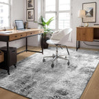 Area Rug 4x6 Grey Rug Washable Boho Rugs Non Slip Low Pile Abstract Small Carpet - Image 4