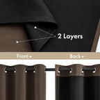 MIULEE Chocolate Brown 100% Blackout Curtains - Image 3
