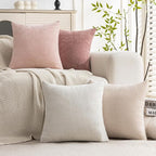 Set of 4 Soft Textured Decorative Throw Pillow Covers 18x18 Inch Cozy Farmhouse - Image 2