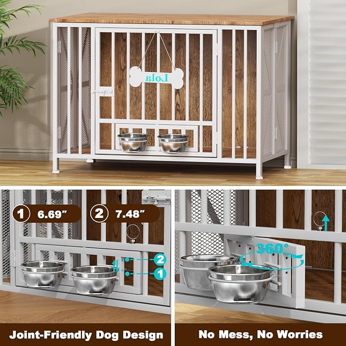 Easycom Foldable Large Dog Crate Furniture, 41.3" Assembly-Free Dog Crates - Image 4