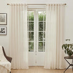 MYSKY HOME Linen Curtains for Living Room, Natural Semi Sheer Curtains & Drapes - Image 2