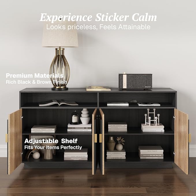BELLEZE 65-inch Fluted Sideboard Buffet Cabinet - Image 4