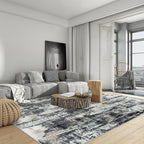10x14 Area Rugs for Living Room: Washable Abstract Black Grey Gold Carpet | - Image 5