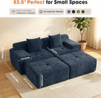 83.5" Boneless Loveseat with 2 Ottoman, Cloud Comfy Sofa Bed, Modular Sofa - Image 2