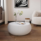 27.55" Round Marble Coffee Table, Modern Drum Coffee Cocktail Center Tables - Image 7